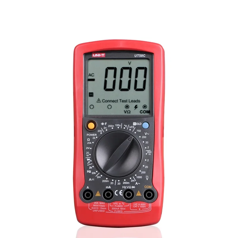 UNI-T UT58C Ammeter Multitester DMM Digital Multimeters DC/AC Voltage Current Resistance Capacitance Tester Data Hold