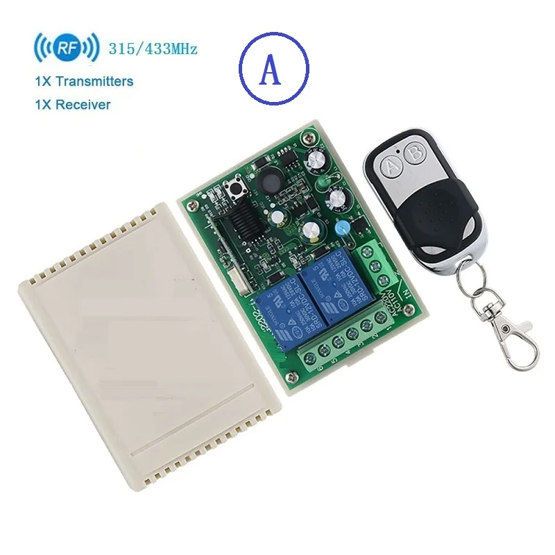 

315/433Mhz AC 85V 250V 110V 220V 2CH Relay Receiver Module with metal shell remote control using transmitter module smart home