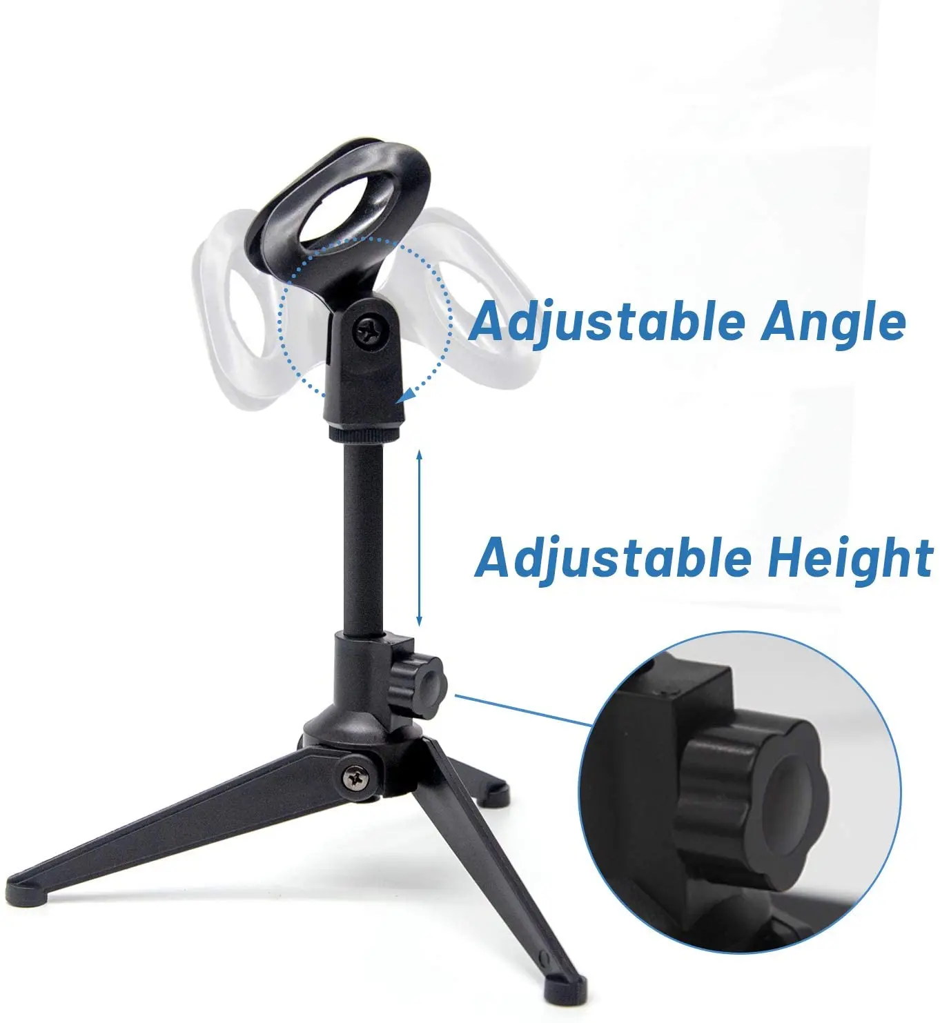 حامل ميكروفون ثلاثي القوائم سطح المكتب ، حامل طاولة الميكروفون المحمولة ، حامل ميكروفون سطح المكتب قابل للتعديل العالمي ، مكتب خفيف الوزن للغاية