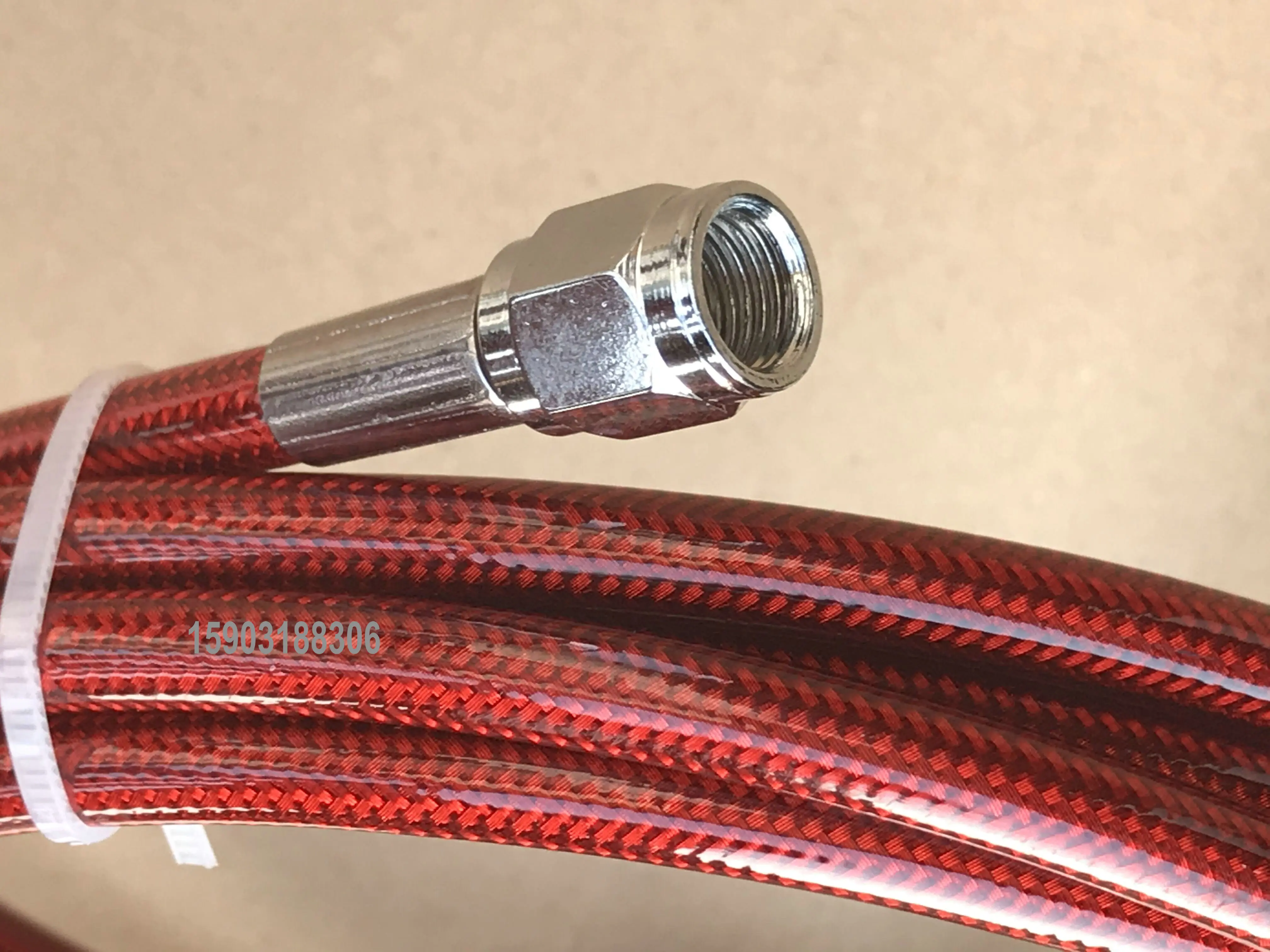 Motorcycle performance PU Cover stainless steel braided PTFE brake hose lines with an3 crimped swivel female fittings