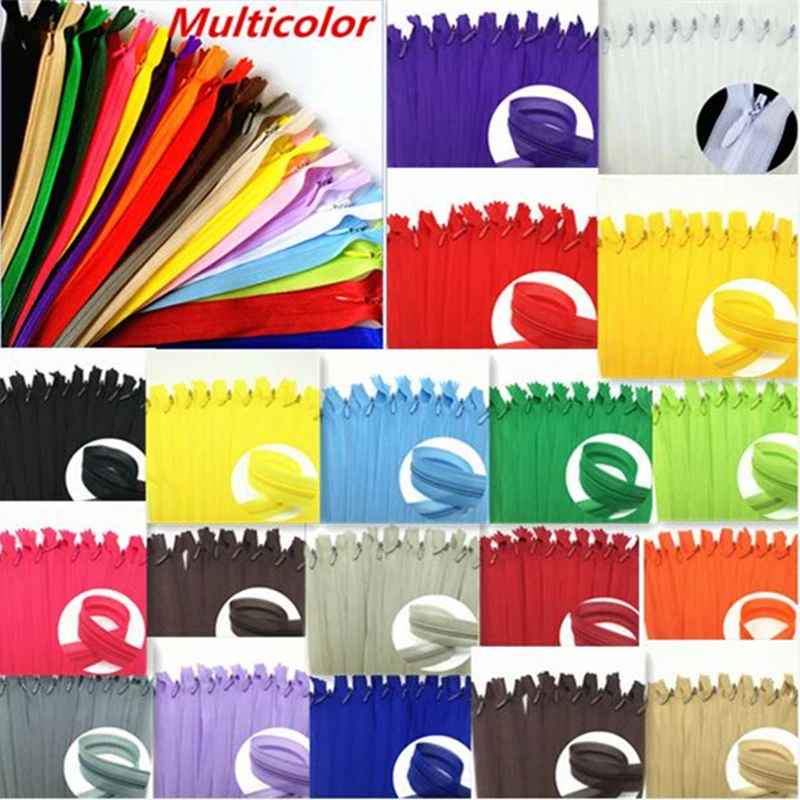 50pieces 3# 28cm/30cm/40cm/50cm/60cm nylon invisible soft tulle coil Chiffon zipper sewing  Silk Zippers  (color please choose)