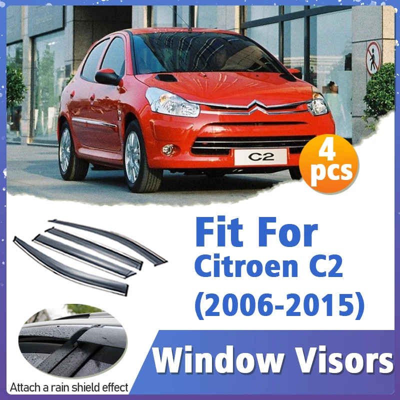 

Оконный козырек для Citroen C2 2006-2015, 4 шт., Вентиляционная крышка, отделка, навесы, защита от солнца, дождя, дефлектор, автоаксессуары