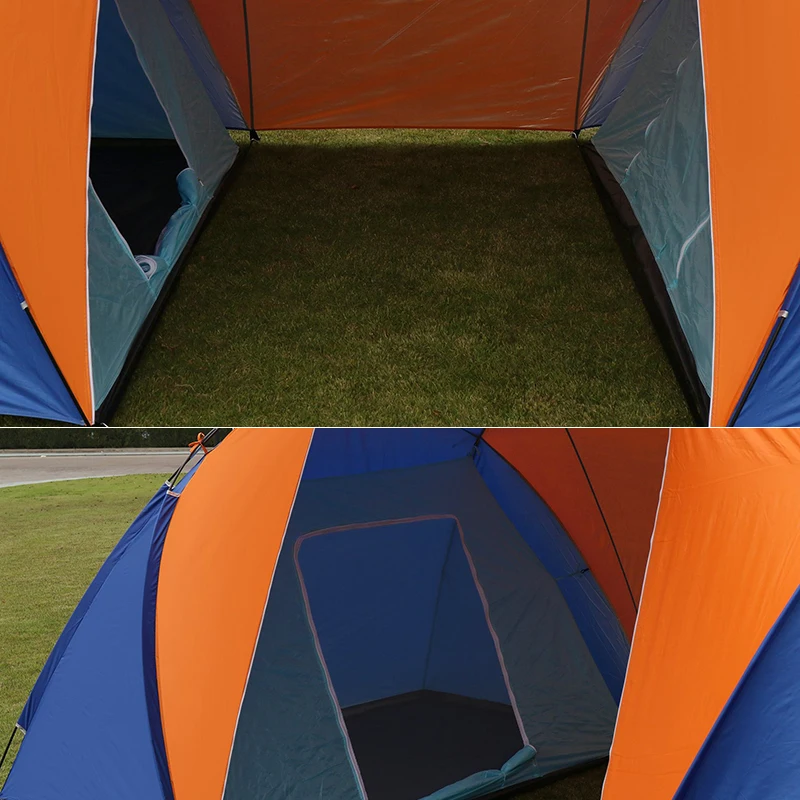 Tente familiale de camping en plein air, deux chambres à coucher, un salon, double couche, protection UV, 210T, beaucoup de gens rassemblent les