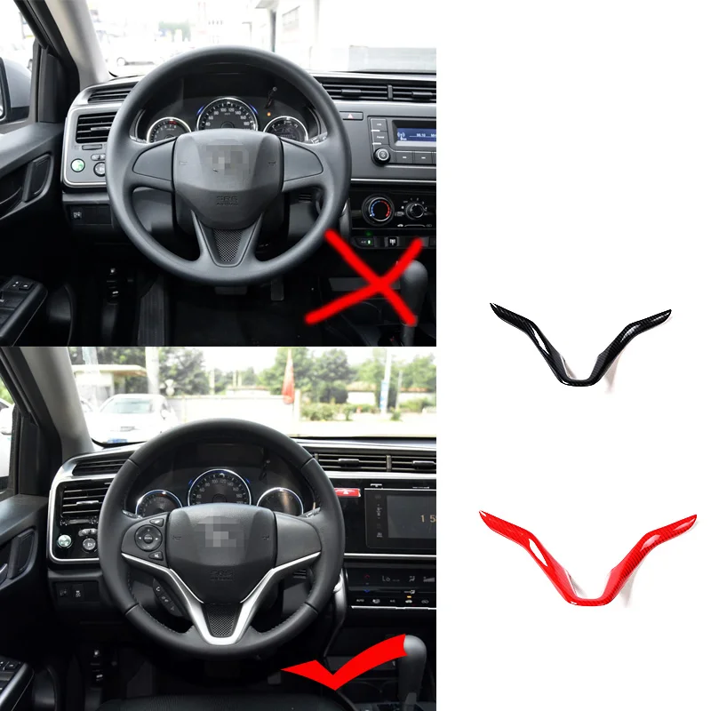 Nadaje się do Honda City 2015-2019 osłona kierownicy z włókna węglowego dekoracja wnętrz tapicerka, przełącznik okna elektrycznego tapicerka 2017 2016 — zdjęcie 4