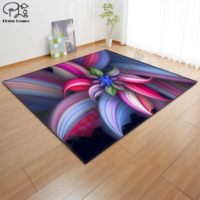 

Psychedelic flower pattern Square Anti-Skid Area Floor Mat 3D Rug Non-slip Mat Dining Room Living Room Soft Bedroom Carpet