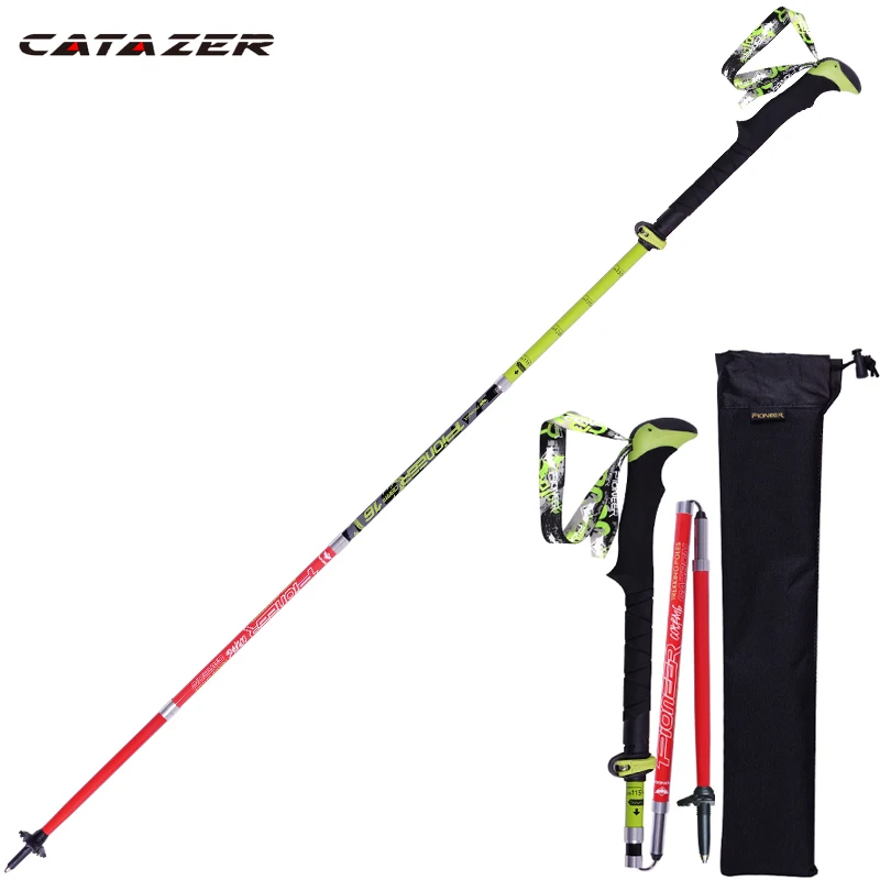 1 Pcs Ski Poles Folding Nordic Walking Poles Carbon Fiber Adjustable Trekking Stick Alpenstock Telescopic Climb Walking Sticks