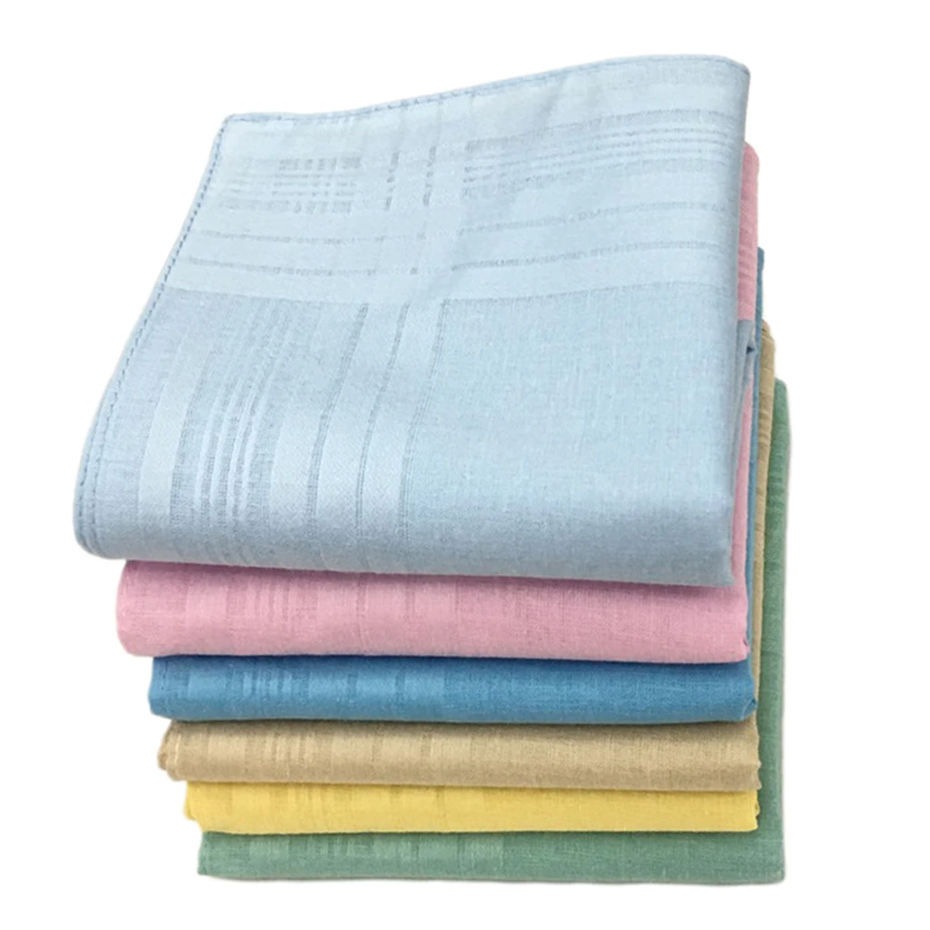 12x Pure Cotton Handkerchiefs Men Women Square Party Hankie Kerchiefs Towel Lot