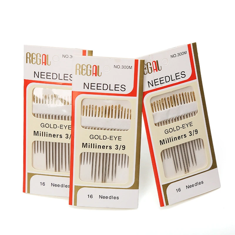 Hand-sewn Sewing Needle Household Hand-sewing Needle Box Gold Tail Steel Needle Stitch Quilt Doll Suture Needle 16 Sticks Pack