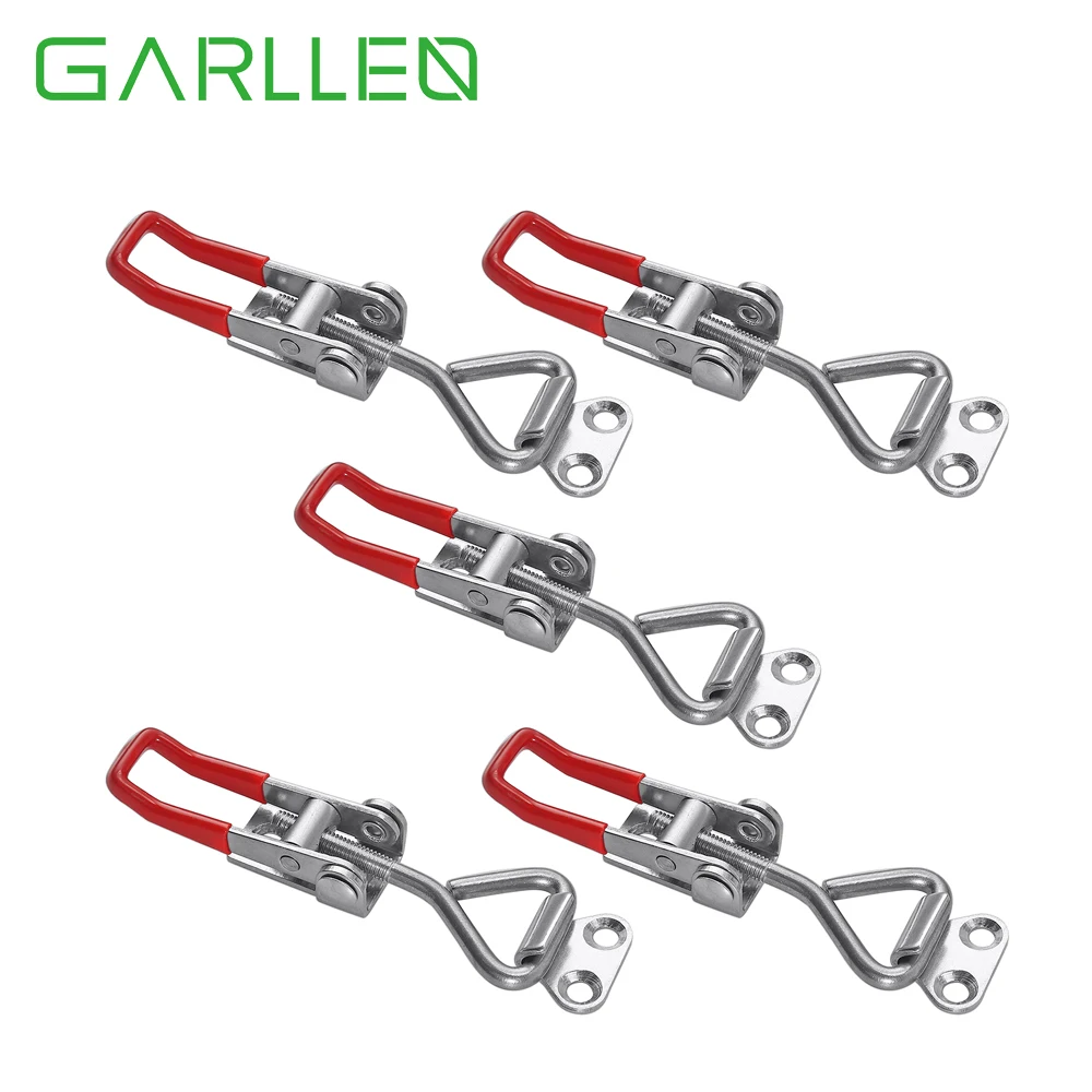 GARLLEN 5Pcs ล็อคสลับสลักล็อค Clamp Hasp Lever Handle Draw สลักสำหรับตู้ประตูสแตนเลส/สังกะสีอัลลอยด์