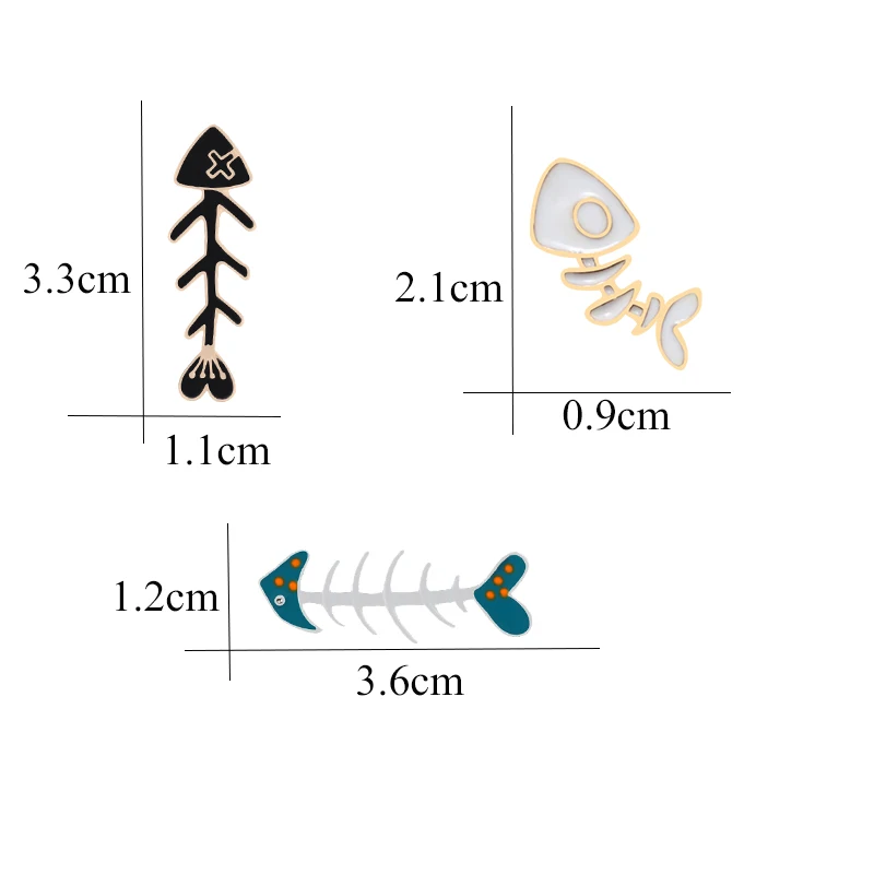 Cartoon Fishbone Brooches Enamel Pin Women Men Child Clothes Jackets Shirt Collar Pin Personality Badge Fantasy Gifts Jewelry