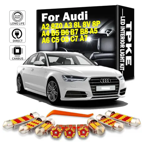 TPKE Canbus LED 인테리어지도 돔 전구 키트 아우디 A2 8Z0 A3 8L 8V 8P A4 B5 B6 B7 B8 A5 A6 C5 C6 C7 A7 자동차 액세서리