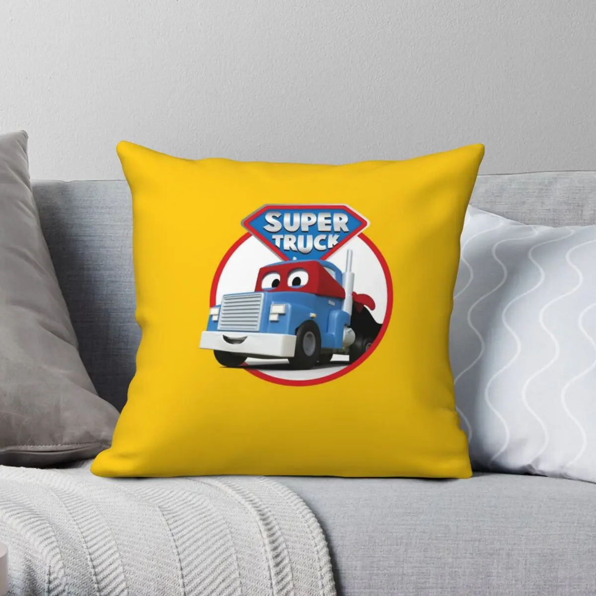 

Carl The Super Truck Of Car City Square Pillowcase Polyester Linen Velvet Creative Zip Decor Sofa Cushion Cover