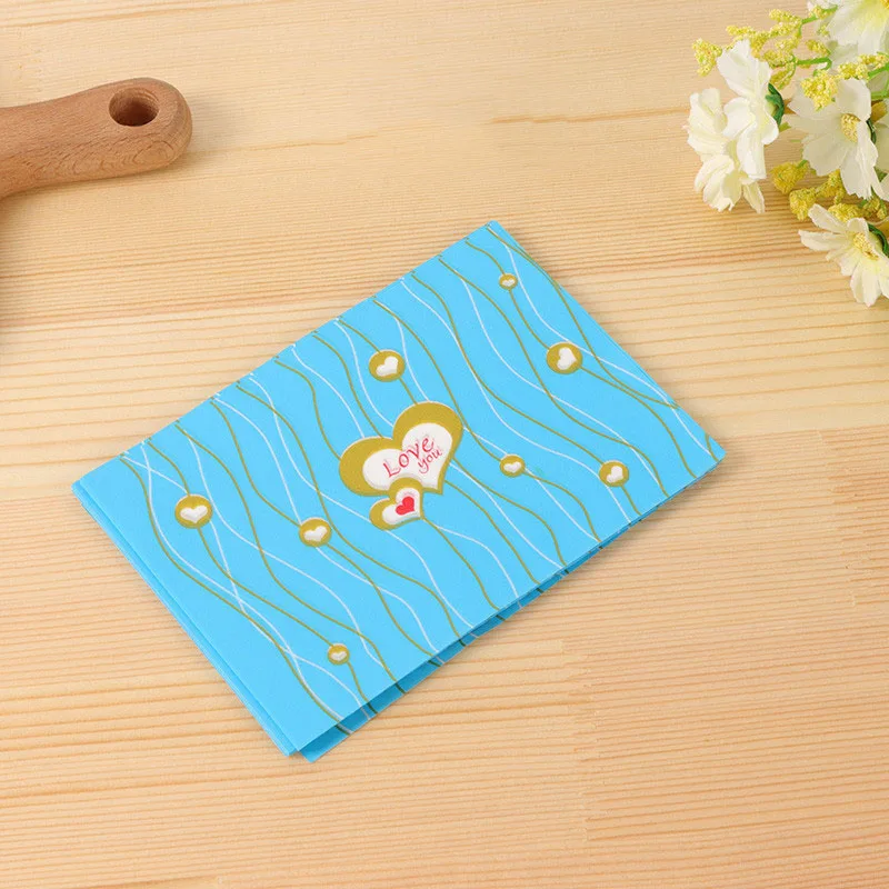 100 unids/lote línea ondulada dorada en forma de corazón azul suave turrón papel de regalo suministros de fiesta de cumpleaños papel al óleo envoltura de regalo