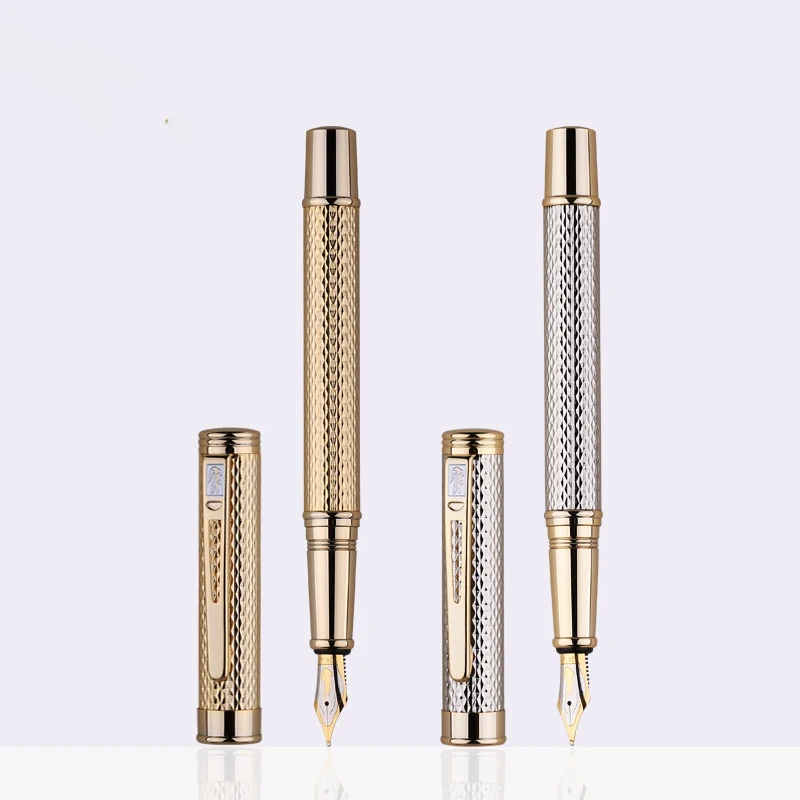 

Crocodile 218 Fully Metal Luxury Fountain Pen, Beautiful Ripples Pettern Silver / Golden Color Gift Pen for Office Business