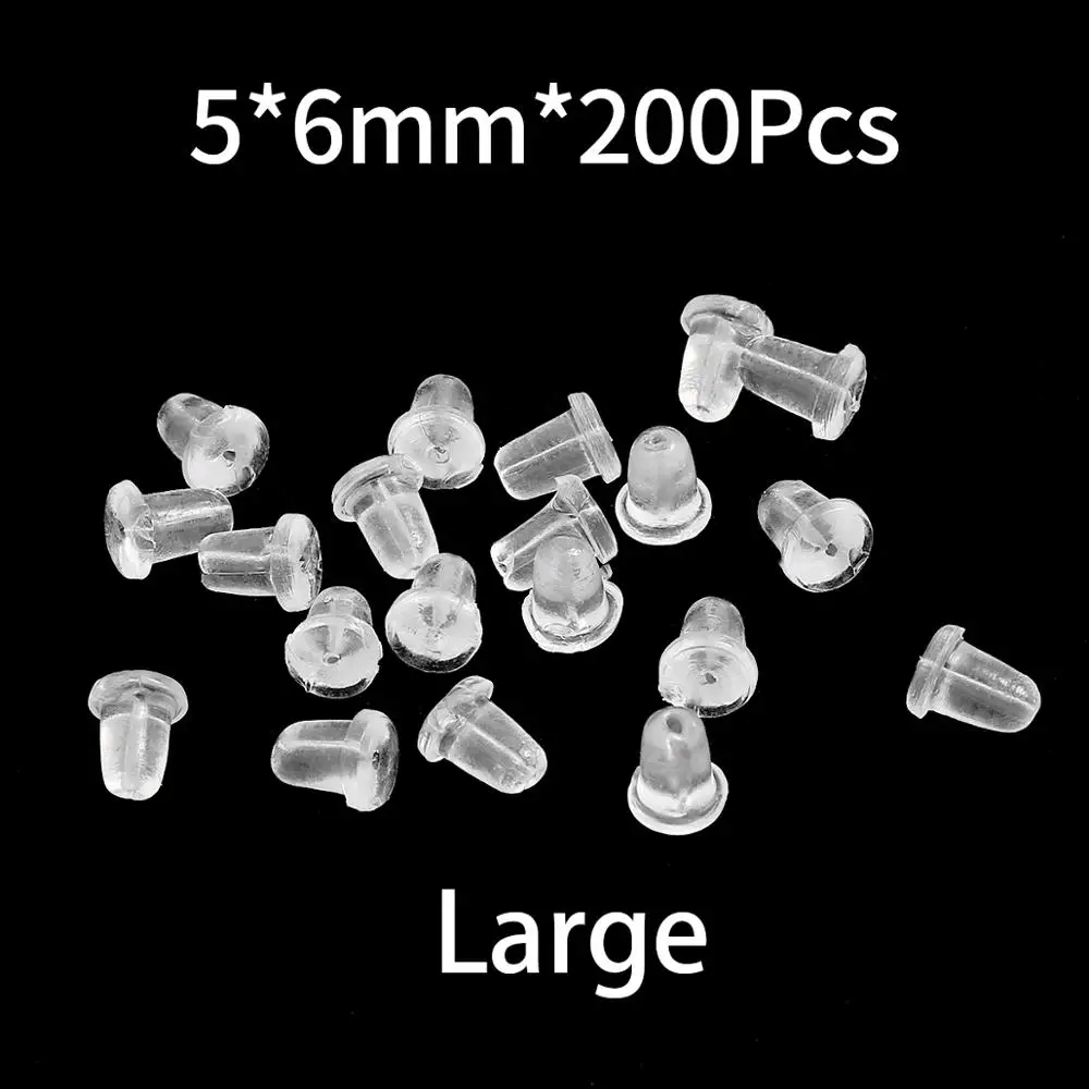 200pcs/lot Rubber Earring Back Silicone Round Ear Plug Blocked Caps Earrings Back Stoppers For DIY Parts Jewelry Findings Making