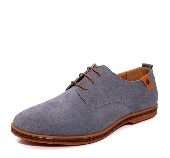 Suede Men Leather Shoes Solid Lace-up Big Size 38-48 Casual Shoes Men's Flats Comfortable Dress Shoes Male Soft Footwear image 4