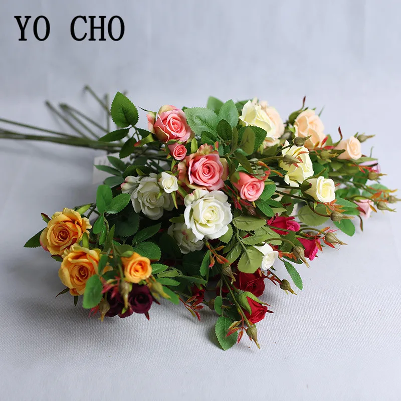 5 Chi Nhánh Nắng Hoa Hồng Lụa Nhân Tạo Hoa 10 Đầu Hoa Hồng Giả Flores Cưới Hoa Đảng Nhà Bàn Hoa Trang Trí