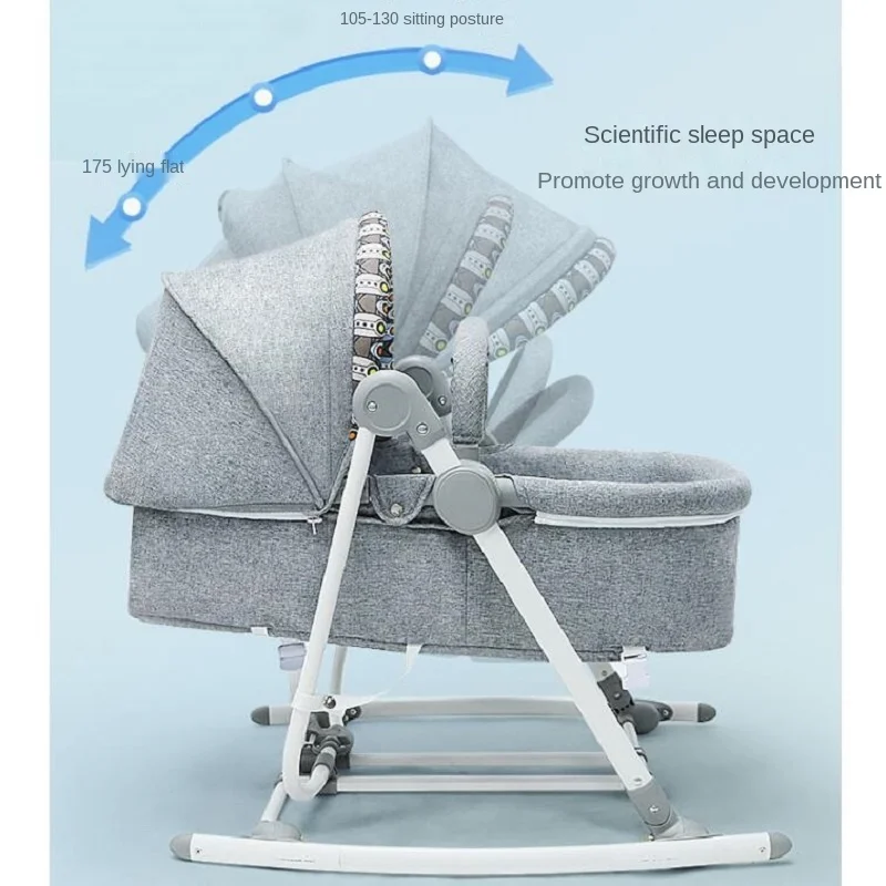 LazyChild 4-in-1 Baby Bed Crib Baby Rocking Chair Baby Cradle 0-3 Years Old Sit And Lie Down Comfort Chair 2023 New