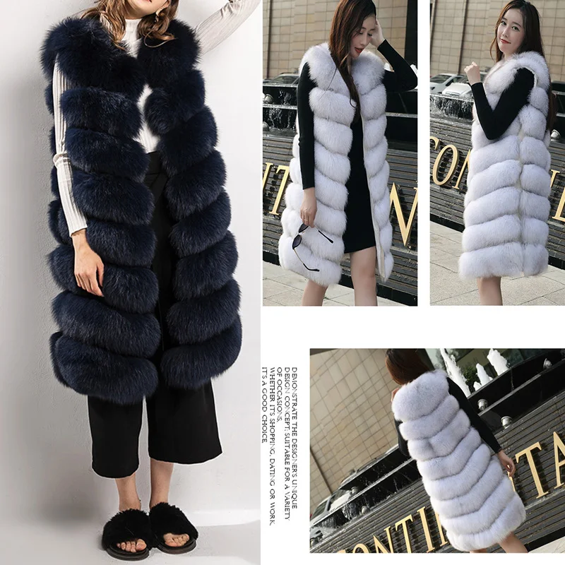 women\'s jacket 2020 fur jacket 90cm diagonal slim natural fox fur vest mid-length fox fur vest real fur jacket natural fur good