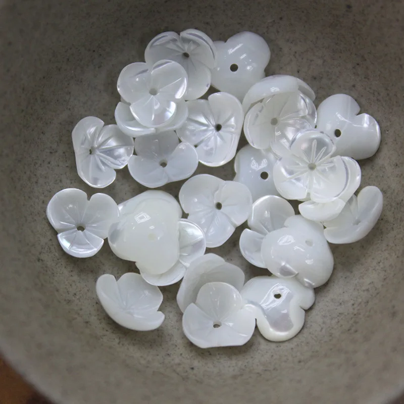 5pcs / bag natural mother-of-pearl three petal bowl flower torus spacer jewelry making DIY earrings hairpin jewelry accessories