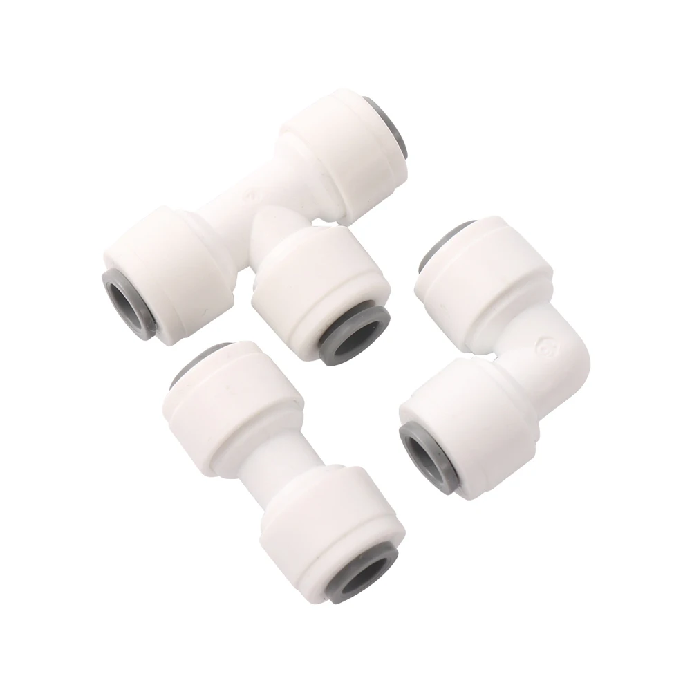 10Pcs 1/4” Slip Lock Quick Access Garden Water Connector Tee Elbow Straight PE Pipe Connector Water Filter Reverse Osmosis Parts