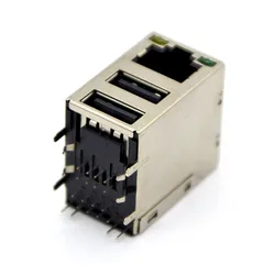 New Network Connector Module Double USB Connector  with LED USB + RJ45 Socket For Printed Circuit boards Special Wholesale
