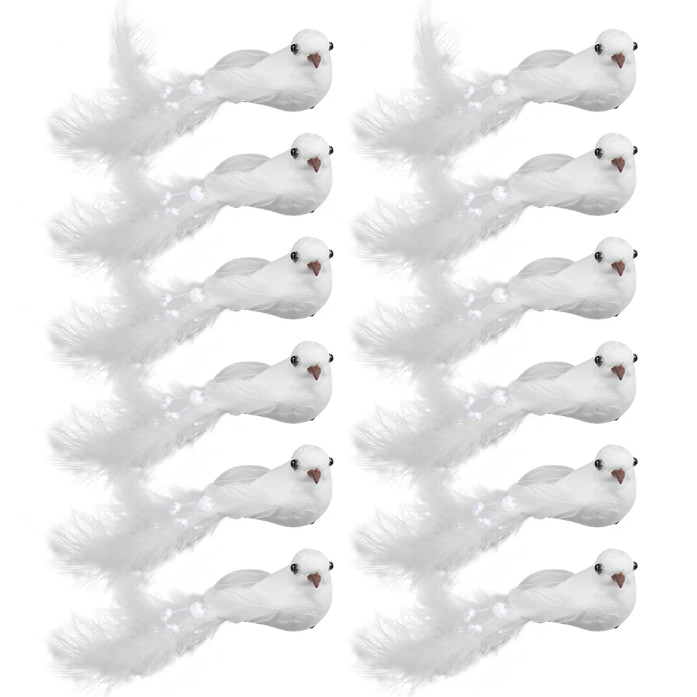 

12Pcs Simulation Feathers Birds Crafts Foam Artificial Pigeons Venue Layout Props Wedding Party Home Decorations