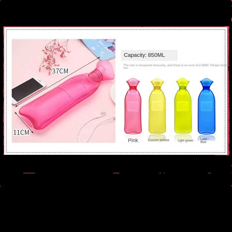 Hot Water Bag for Menstrual Period, Rubber PVC Water Injection, Long Small Special, Warm Water Bottle, 850ml