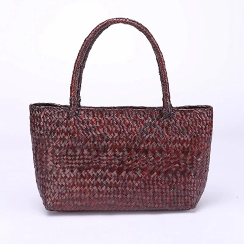 New Thai straw bag Low carbon environmental protection Folk hand weave Vacation handbag shoulder beach bag