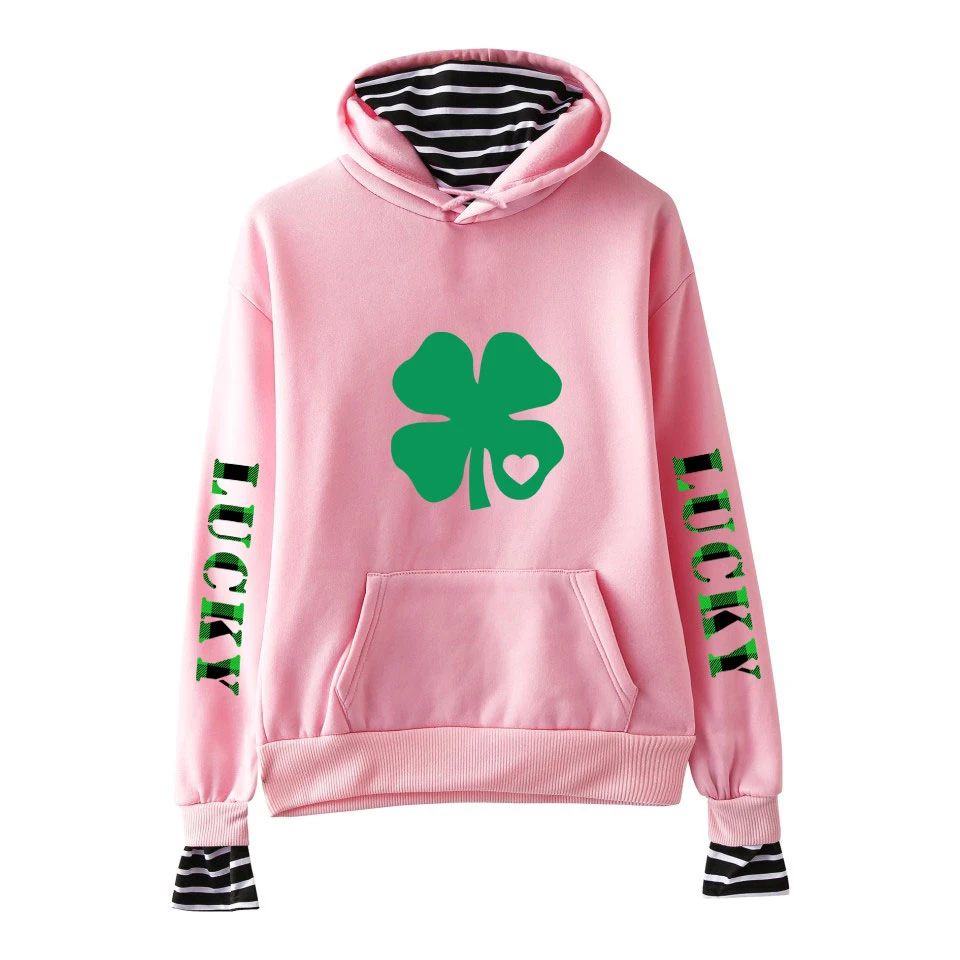 St Patrick's Day Lucky April Grass Print Fashion Fake two hoodies Sweatshirts Men Women