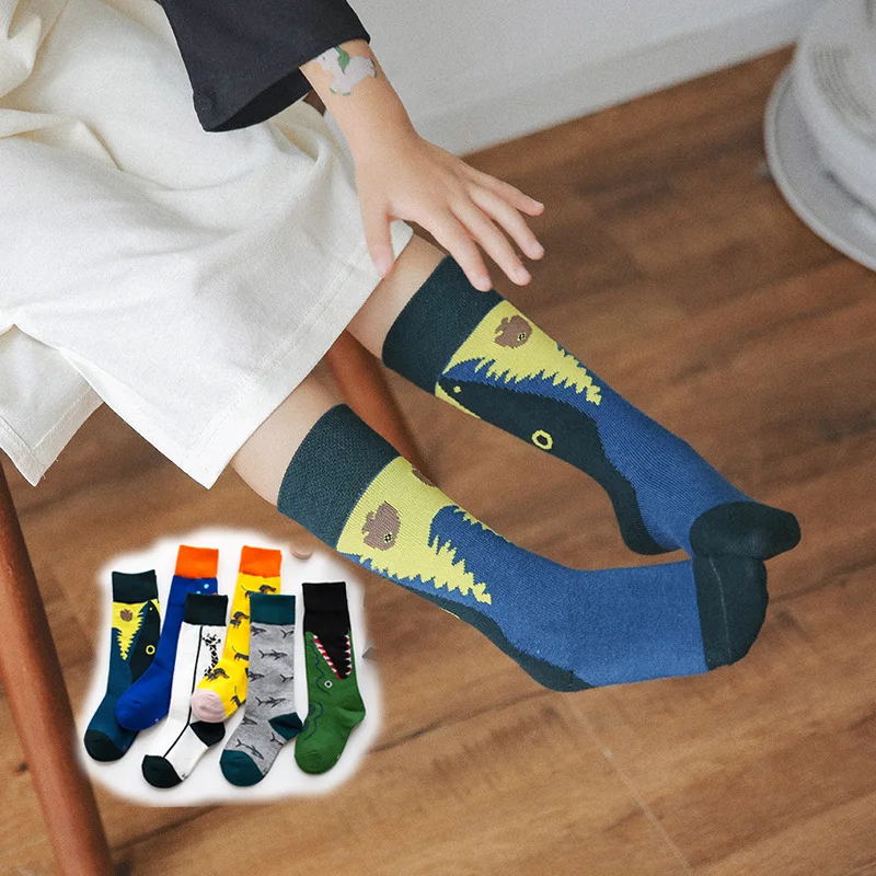 Children Cotton Socks Cartoon Animal Crocodile Dinosaur Embroidery Print Socks Boys Girls Kids Funny Colorful Footwear Fashion image 6