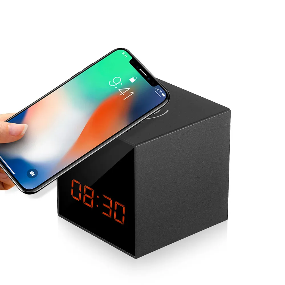 WiFi IP Camera Mobile Wireless Charger Table Clock Video Security Mini IP Camera Full HD 1080P Invisible Lens Camcorder
