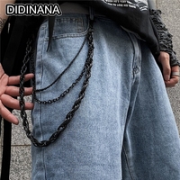 Men's Women Rock Punk Metal Pants Chain Waist Chain Wallet Key Chain Hip Hop Retro Jeans Dress Decorate Trendy Accessories