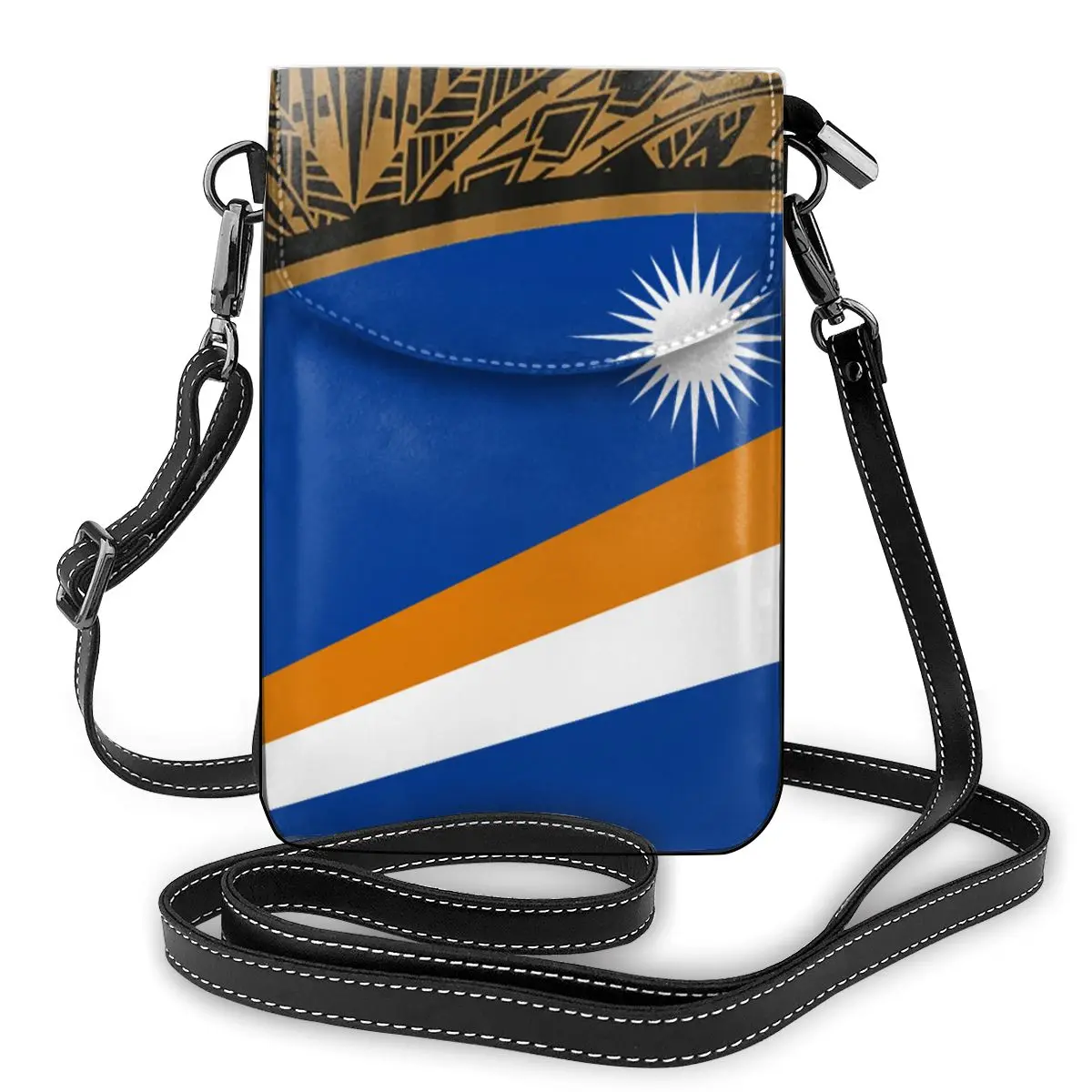 

Polynesian Marshall Islands Print Mini Purses Small Phone Handbags Leather Messenger Bag Female Crossbody Shoulder Bag For Women