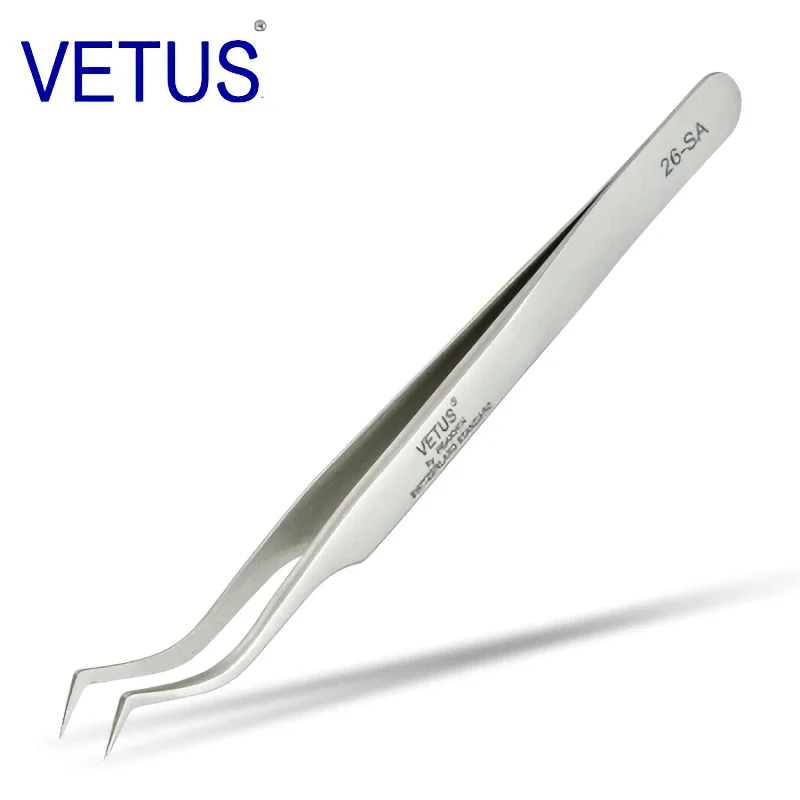 VETUS Original 26-SA Tweezers Hyperfine High Precision Non-magnetic Anti-acid Pincers Eyelashes Grafting Manicure ESD Forceps