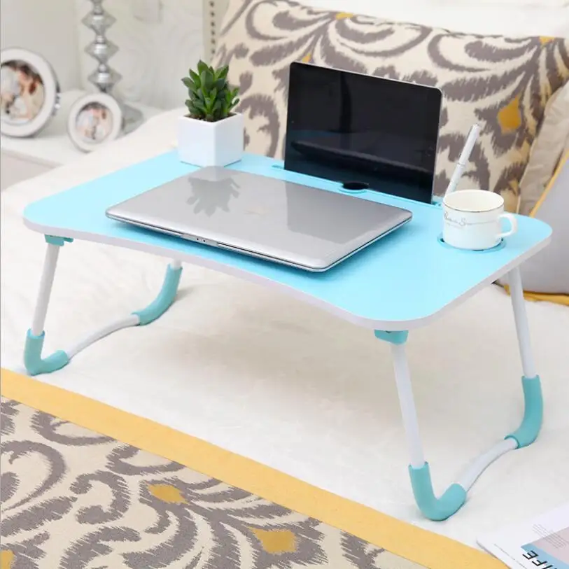 Folding Laptop Table with Slot Hole столик для ноутбука Portable Laptop Desk for Bed Sofa Study Desk Bed Table escritorio