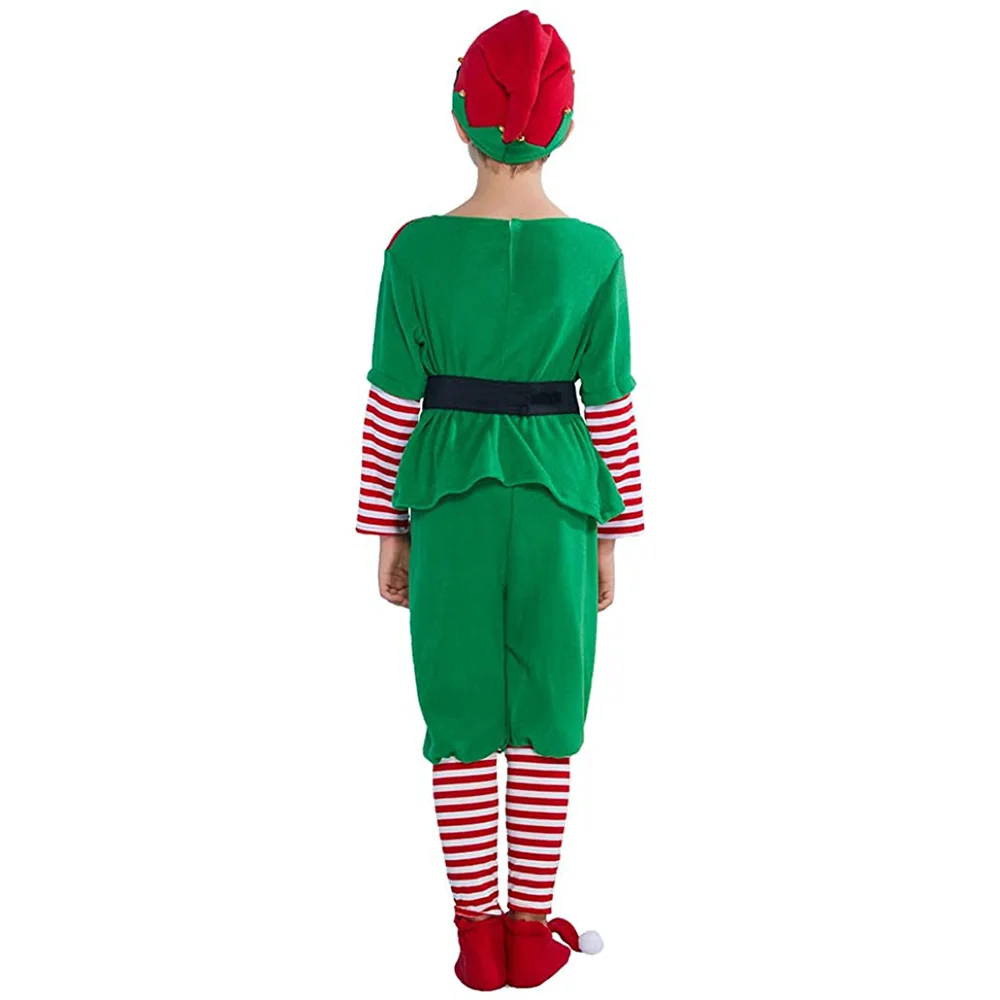 Holiday Elf Family Costumes Christmas Eve New Year Boys Girls Santa Claus Helper Cosplay Suits