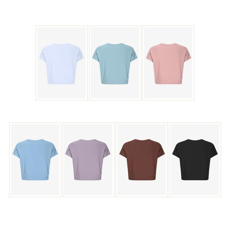 SOISOU Nylon Top women Gym T-shirts Yoga Shirts Simple Short-sleeved Leisure Blouse Sports Fitness Womens Clothing 7 Colors