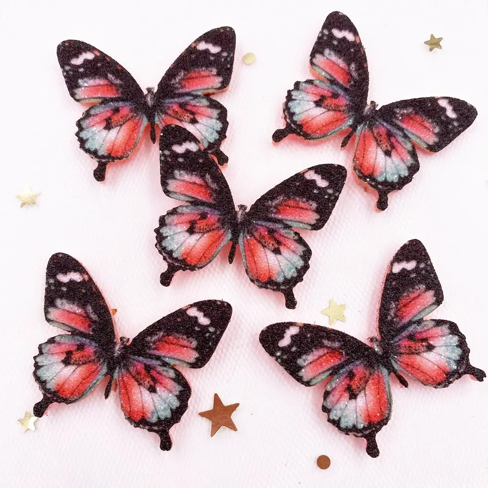 New 10PCS Glitter Felt Fabric Colorful Butterfly Applique Wedding DIY Sewing Patch Accessories DIY Craft Supplies SE29