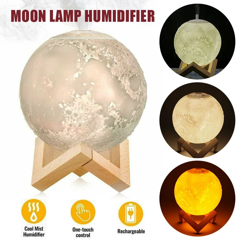 

Увлажнитель воздуха 3D Moon Lamp светильник Diffuser Home Aroma Essential Oil USB Purifier