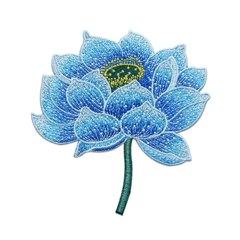 Lotus Flower Embroidered Sew on Patches for Clothing Jackets Dress Apparel Accessories Badges for Clothes Sewing Patch Applique