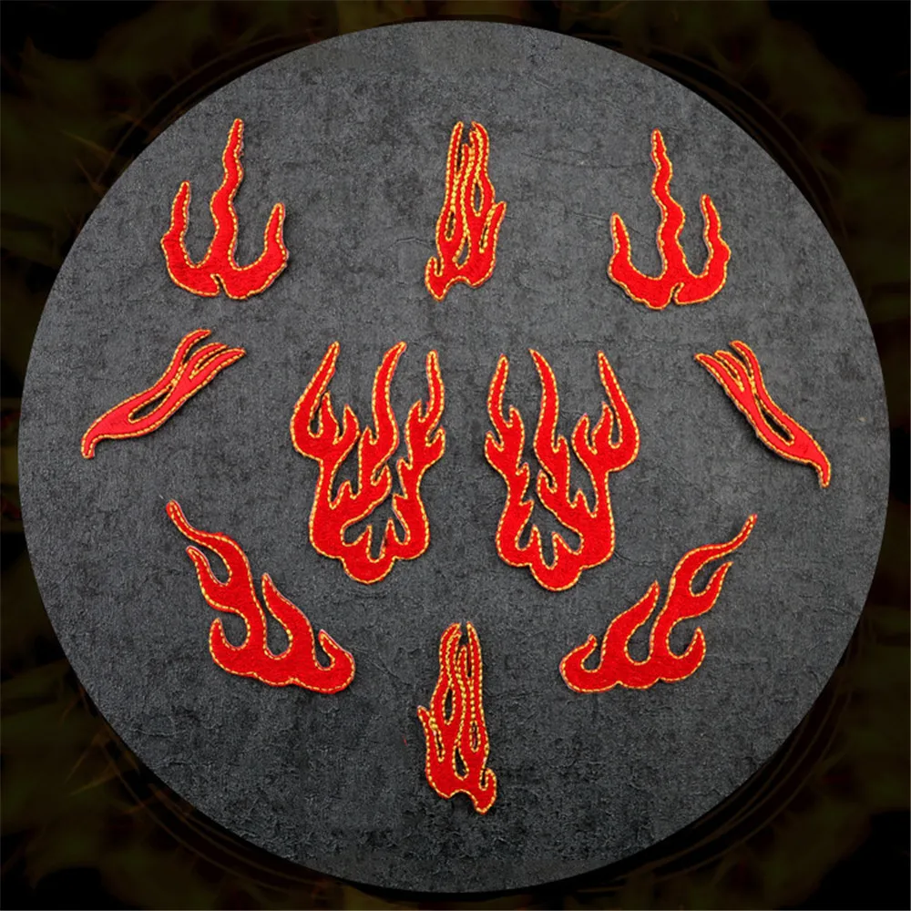 

MAXSIN FUN High Quality Embroidered Red Flame Patch Fashion Sticker Iron On Clothes Decoration Appliques DIY Accessories