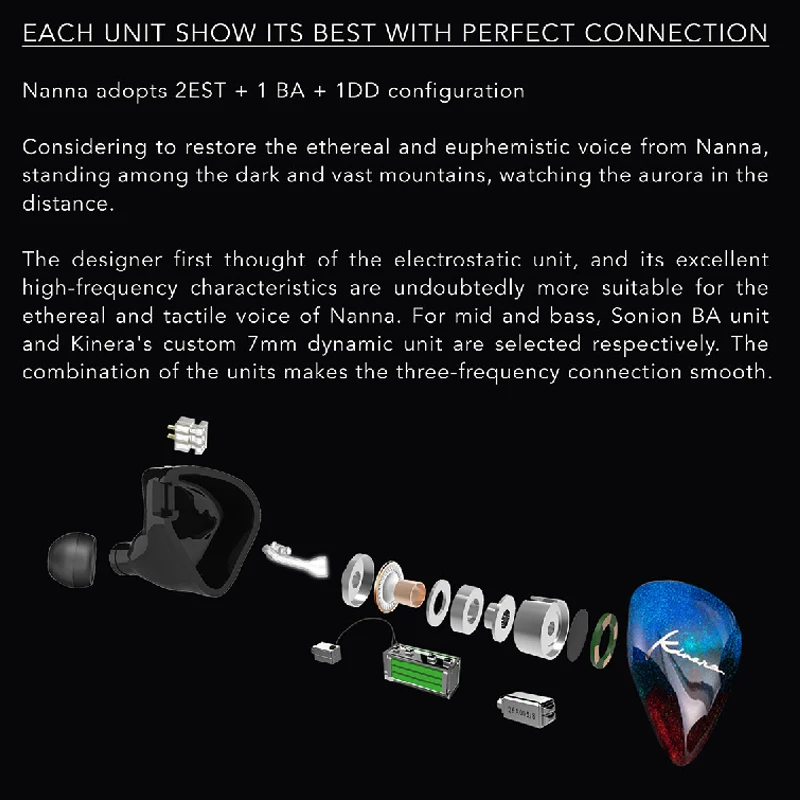 KINERA Nanna سماعات أذن BA + DD الهجين محرك سماعات الأذن حمى HIFI الحد من الضوضاء سماعة موسيقى سماعة أذن