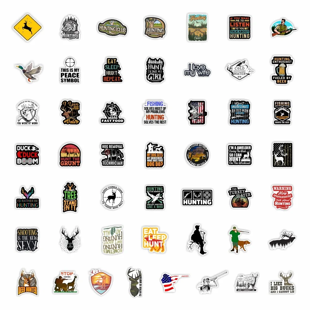 100Pcs/Lot Outdoor Hunting Stickers Waterproof Vinyl Sticker Luggage Laptop Water Bottle Notebook Car Decals Kids Toys