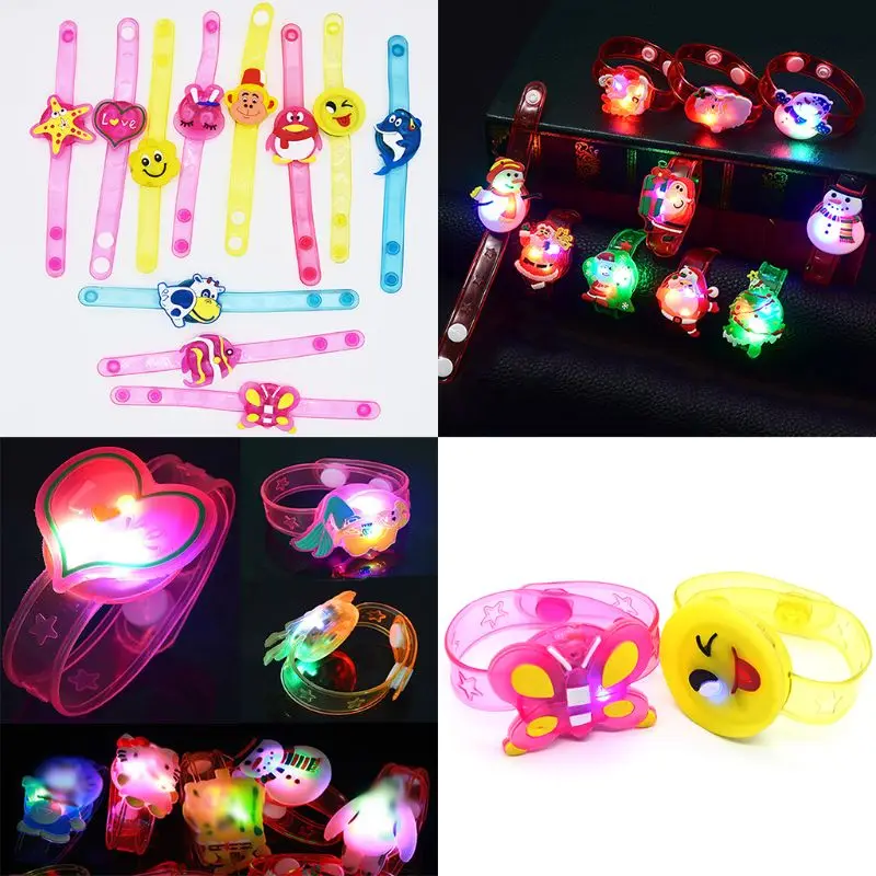 

Kids Luminous Children Bangle Christmas Cartoon Funny Night Light LED Wrist Band Boys Girls Shiny Gifts