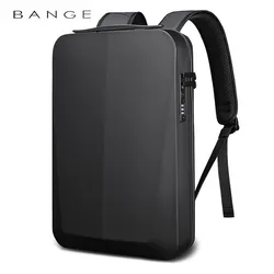 BANGE-Mochila Laptop Impermeável com Carregamento USB, Anti-Theft Lock, Shell Design, Saco de Viagem Masculina, 15.6 