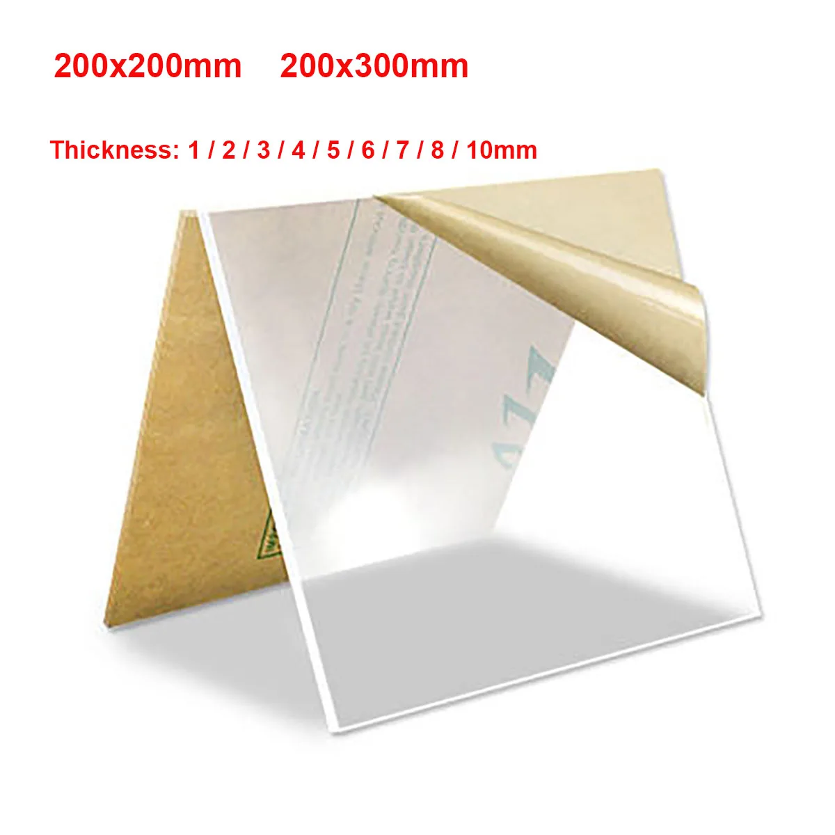 

1pcs Transparent Acrylic Board Clear PMMA Plate Plastic Plexi Glass Panel 1-10mm Thickness 200*200mm 200*300mm