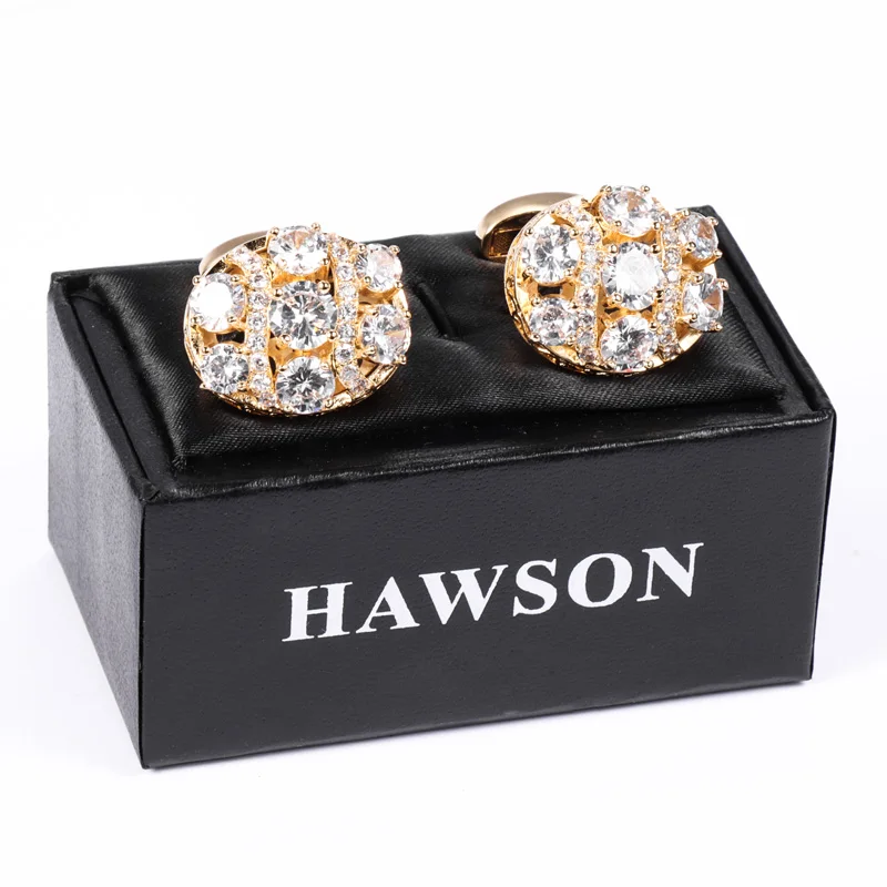 HAWSON High Quality Crystal cufflinks,Luxury Cufflinks For Men And Women french cuff shirt,The Best Business jewelry accessories