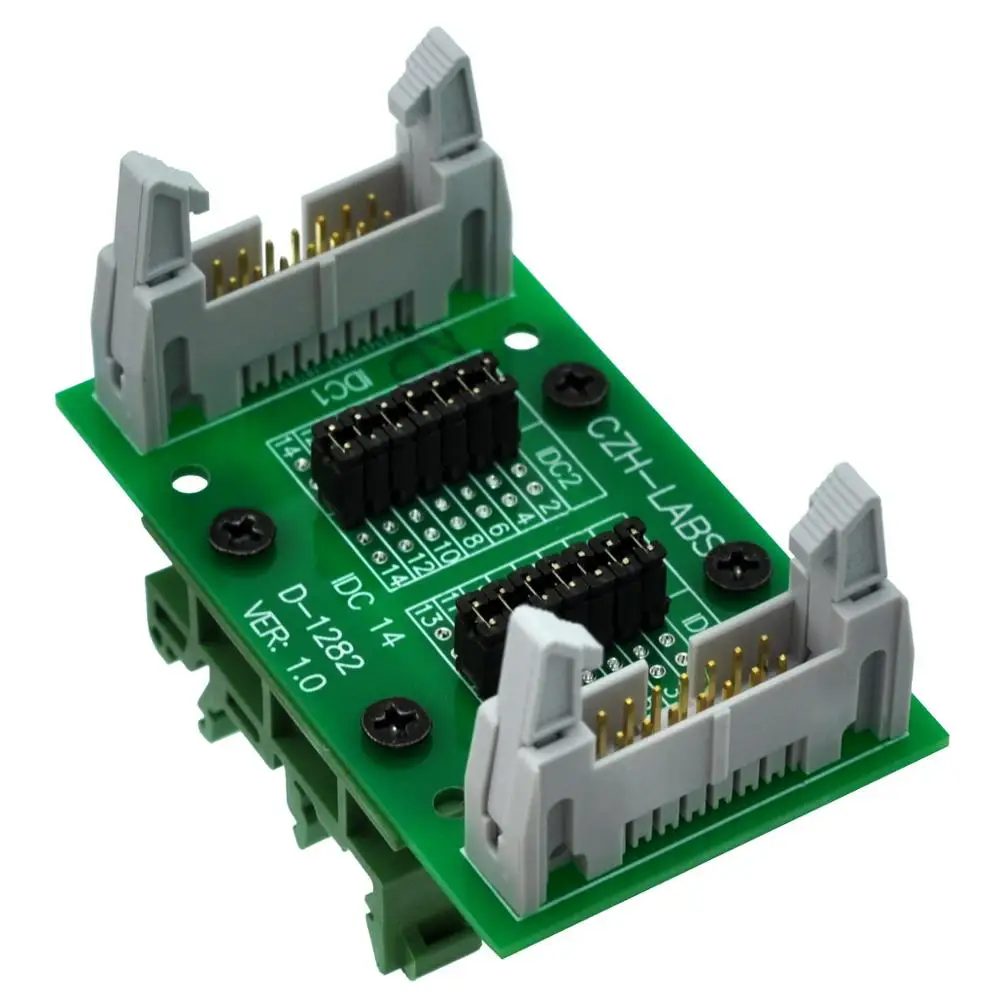 

CZH-LABS DIN Rail Mount IDC14 2x7Pin 0.1" Pitch(2.54mm) Header Diagnostic Test Breakout Board.