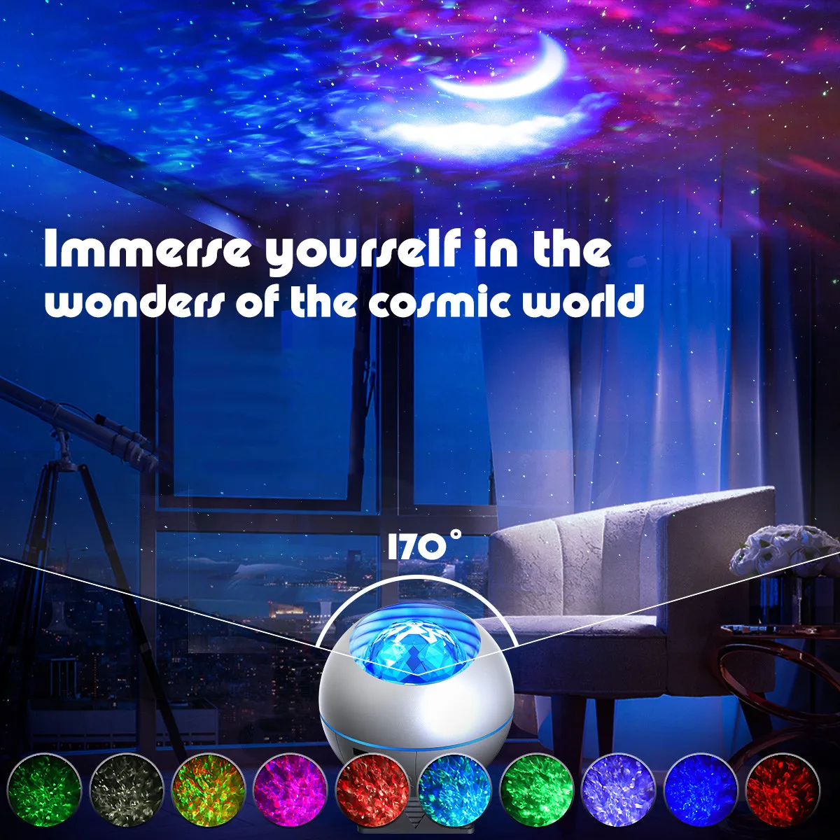 43 Lighting Modes Galaxy Star Night Light Projector With Bluetooth Speaker Voice Control Starry Sky Moon Galaxy Projector Gift